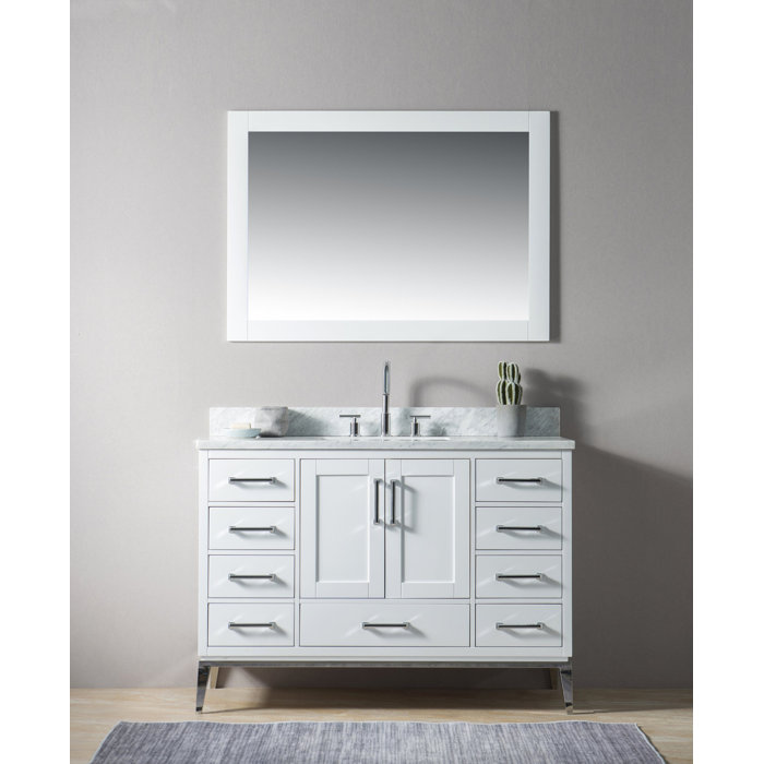 Mercury Row® Bruder 48'' Single Bathroom Vanity with Marble Top with